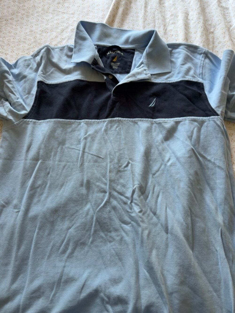 Nautica- Color-block polo- size 2XL- Light blue/navy